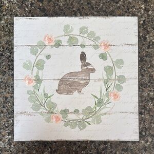 NEW Kirkland's Bunny Silhouette with Floral Wreath Art for Easter